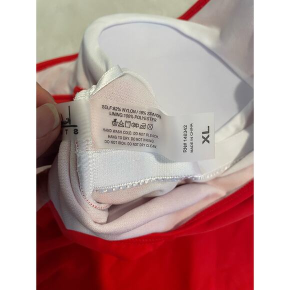 NEW Nicole Miller Studio Women's Scoop Back One Piece Swimsuit Red. Size XL. - Picture 7 of 9